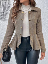 Aurohaya Chevron Peplum Double-Breasted Blazer for Women